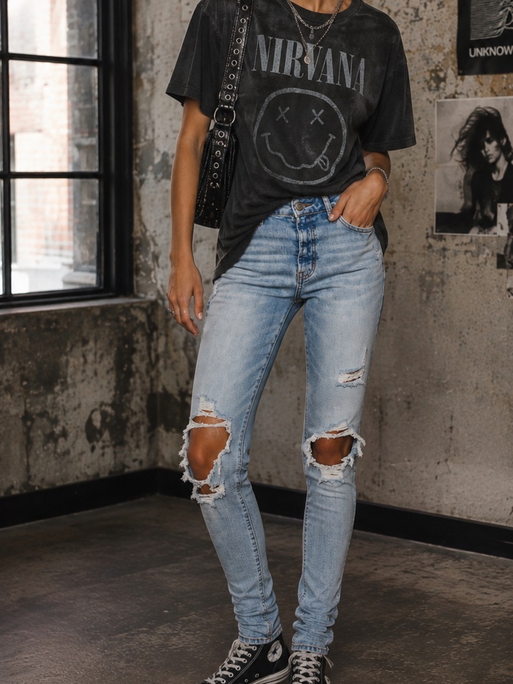 American Eagle Next Level Stretch Jeans 10 Short Distressed Ripped Skinny Y2K